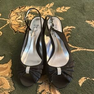 “Bling” Black Kitten Heels